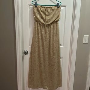 Outback Red Gold sequin strapless dress